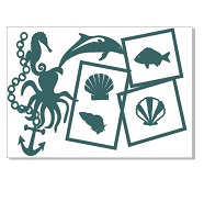 Seaside multi frame , fish,swimg,dolphin, chain anchor  A4 Si
